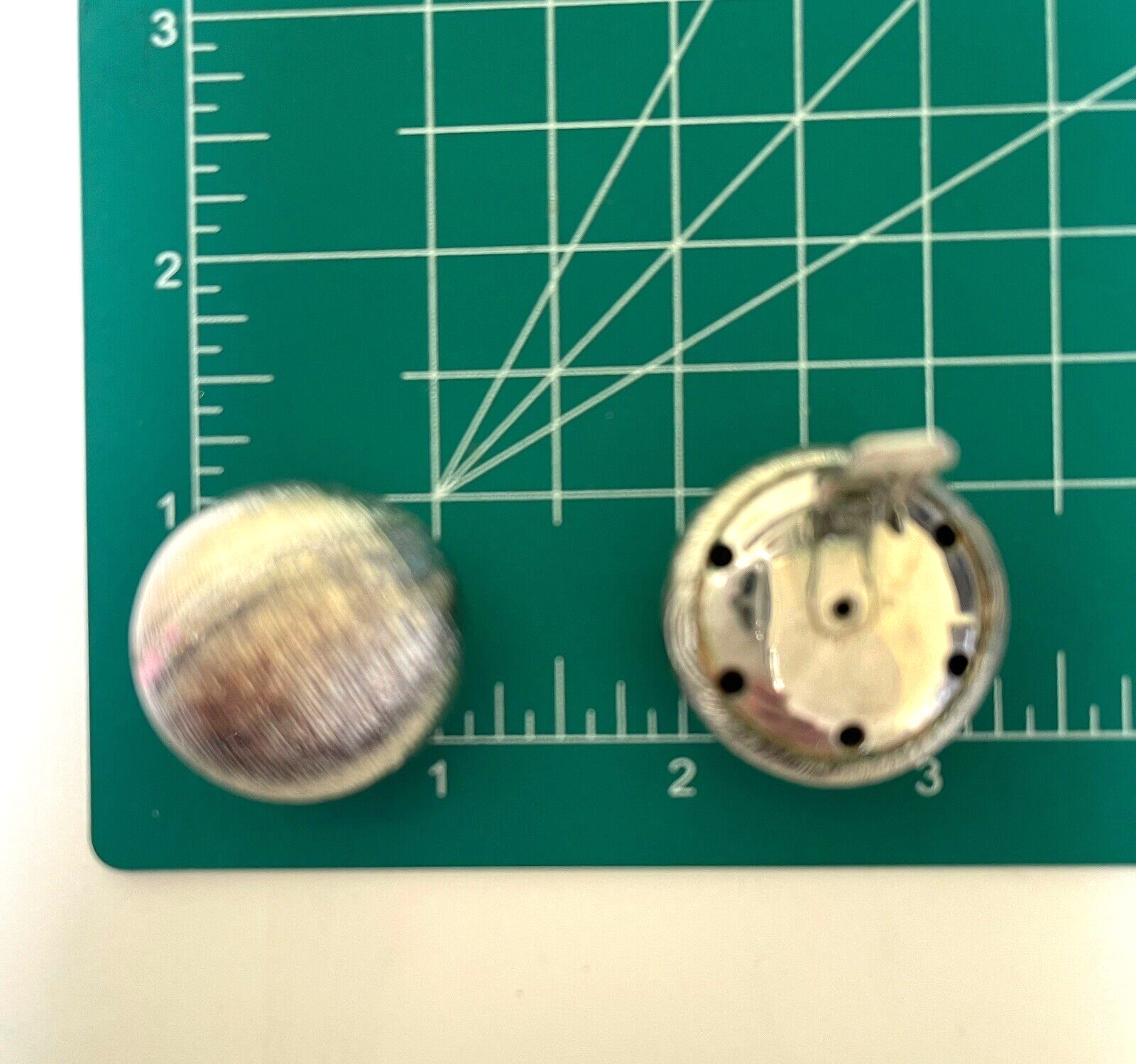 Silver Brushed Large Button Round Clip Earrings - image 5