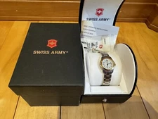Swiss Army Womens Watch Cronograph Startech 3000 Stainless Silver / Gold in box 