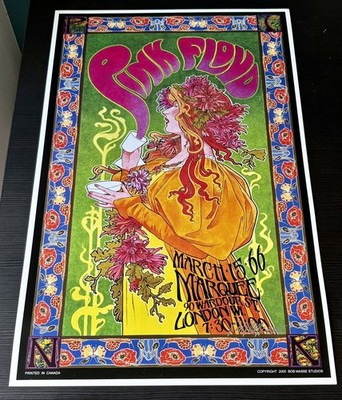 Pink Floyd Marquee Club Rare Poster Mad Hatter Tea Party by Bob Masse Signed
