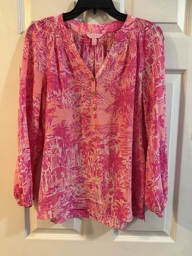Lilly Pulitzer Elsa Silk Blouse Size S
