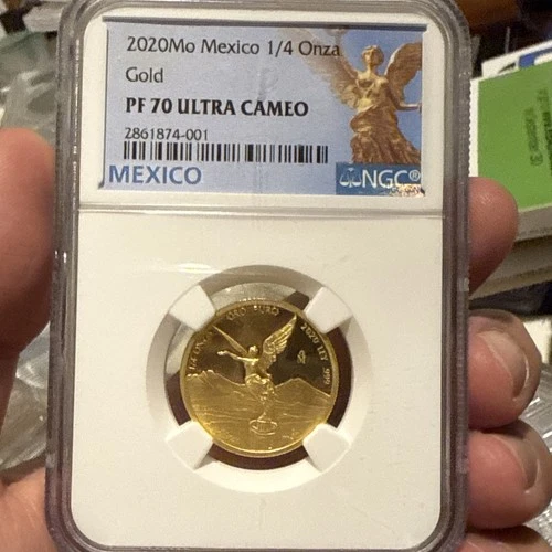 2020Mo Mexico 1/4 oz .999 Gold Libertad PF-70 Ultra Cameo NGC COVID! Blue Label