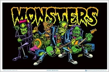 Monster Rock by Dirty Donny Flocked Blacklight Poster - 35.5" x 23.5" Laminated
