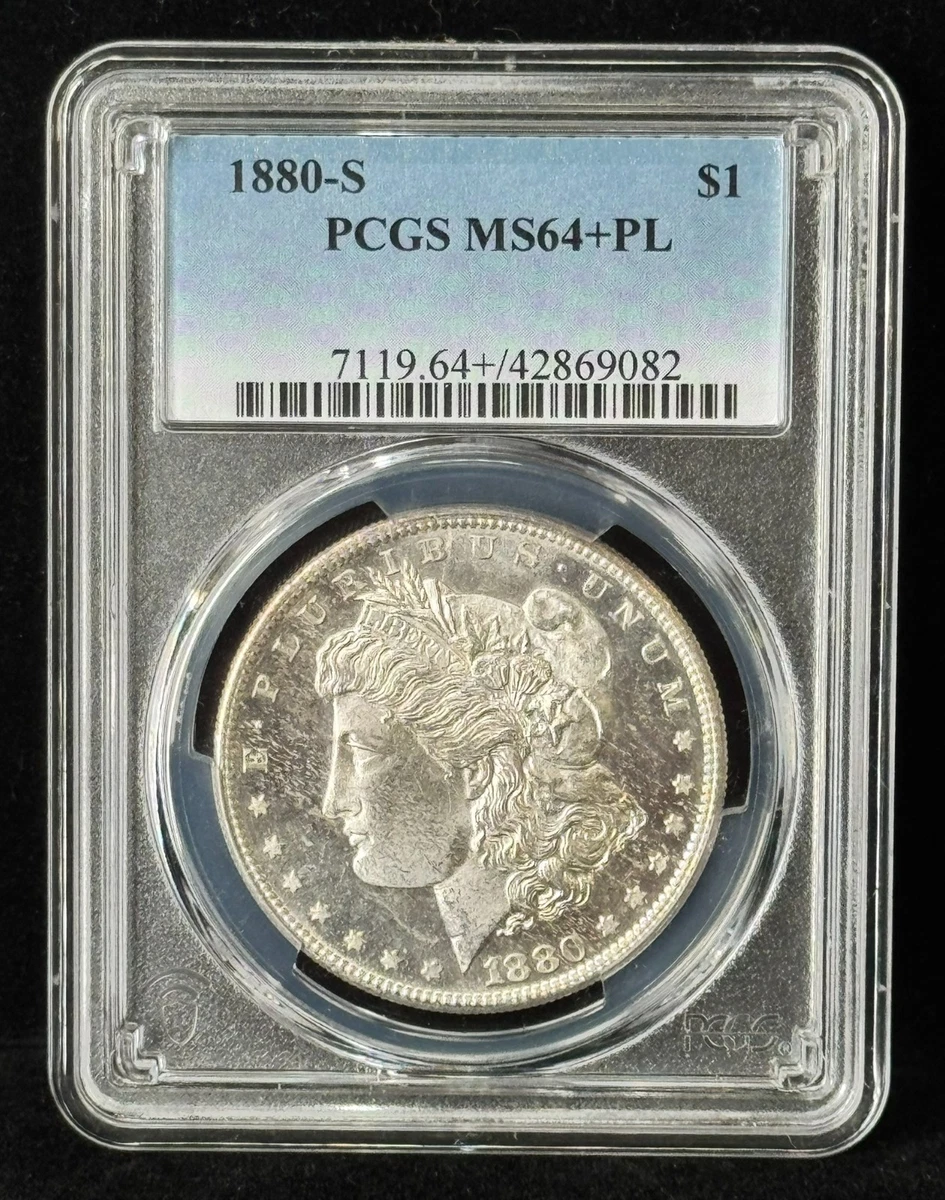 Proof-Like MS 64 Graded 1880 Year Morgan US Dollars (1878-1921