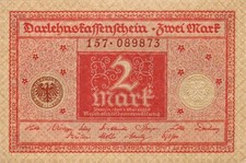 Genuine Weimar 2 Mark banknote Darlehnskassenschein 1920  nearly unc  !!!