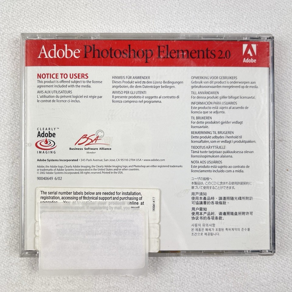 Adobe Photoshop Elements 2.0 (CD-ROM with Serial Number) Very Good | eBay