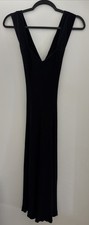 Dawn Joy Fashion Made In USA Black Maxi Dress Zip Back Plunge Flowy Stretch 8