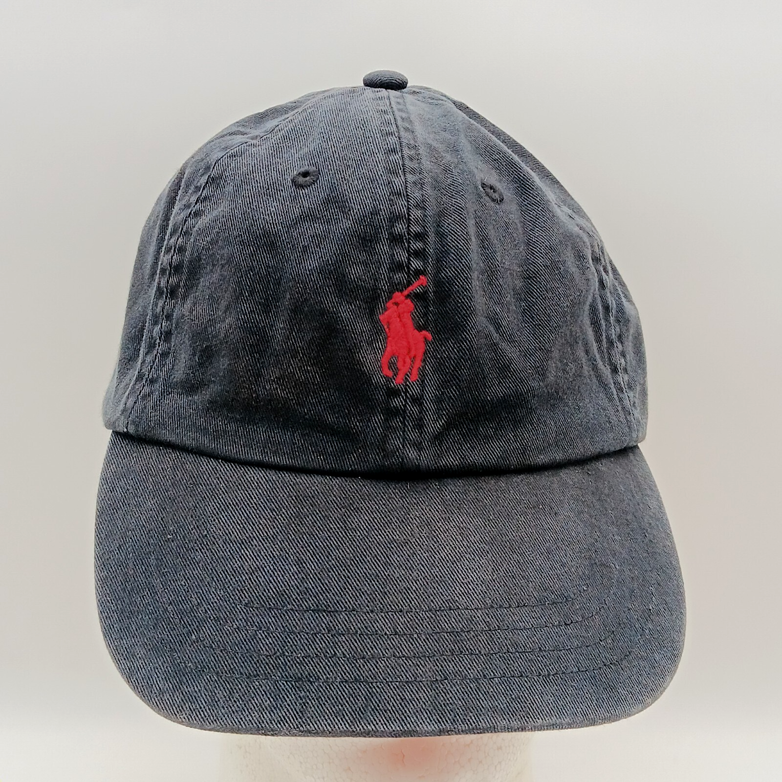 Polo vintage di Ralph Lauren nera con pony rosso cappello cappello cinturino in pelle fibbia in ottone