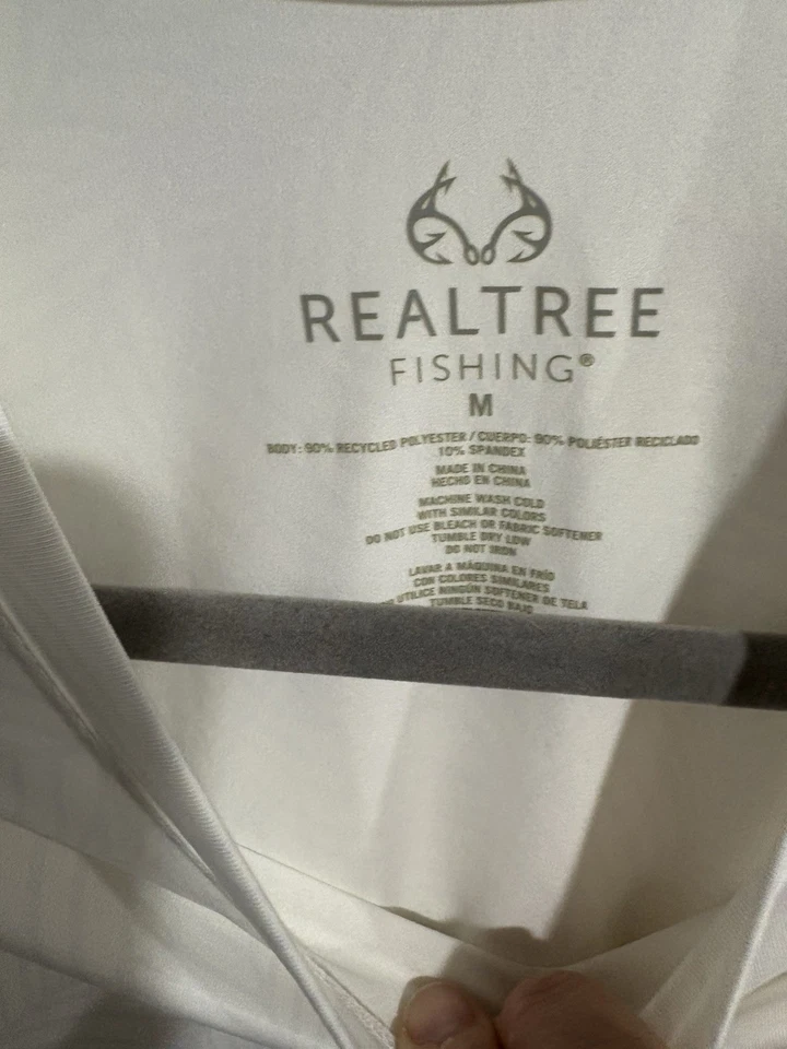 realtree fishing shirt White Snow Camo Long Sleeve Performance Size M - Image 4 of 4