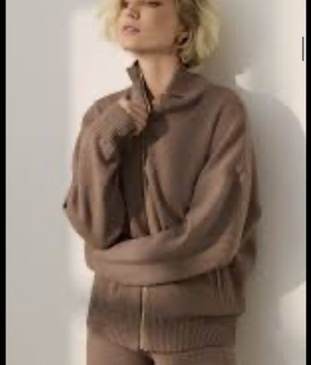 Stylish brown bomber jacket with matching leggings.  