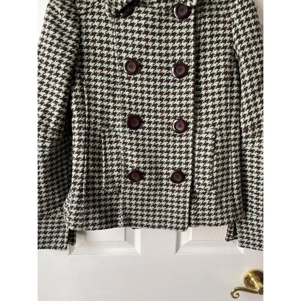 Chaqueta Mudd De Colección Para Mujer Mediana Pata de Gallo Tweed Retro 90 Preppy Academia Foto 4 de 4