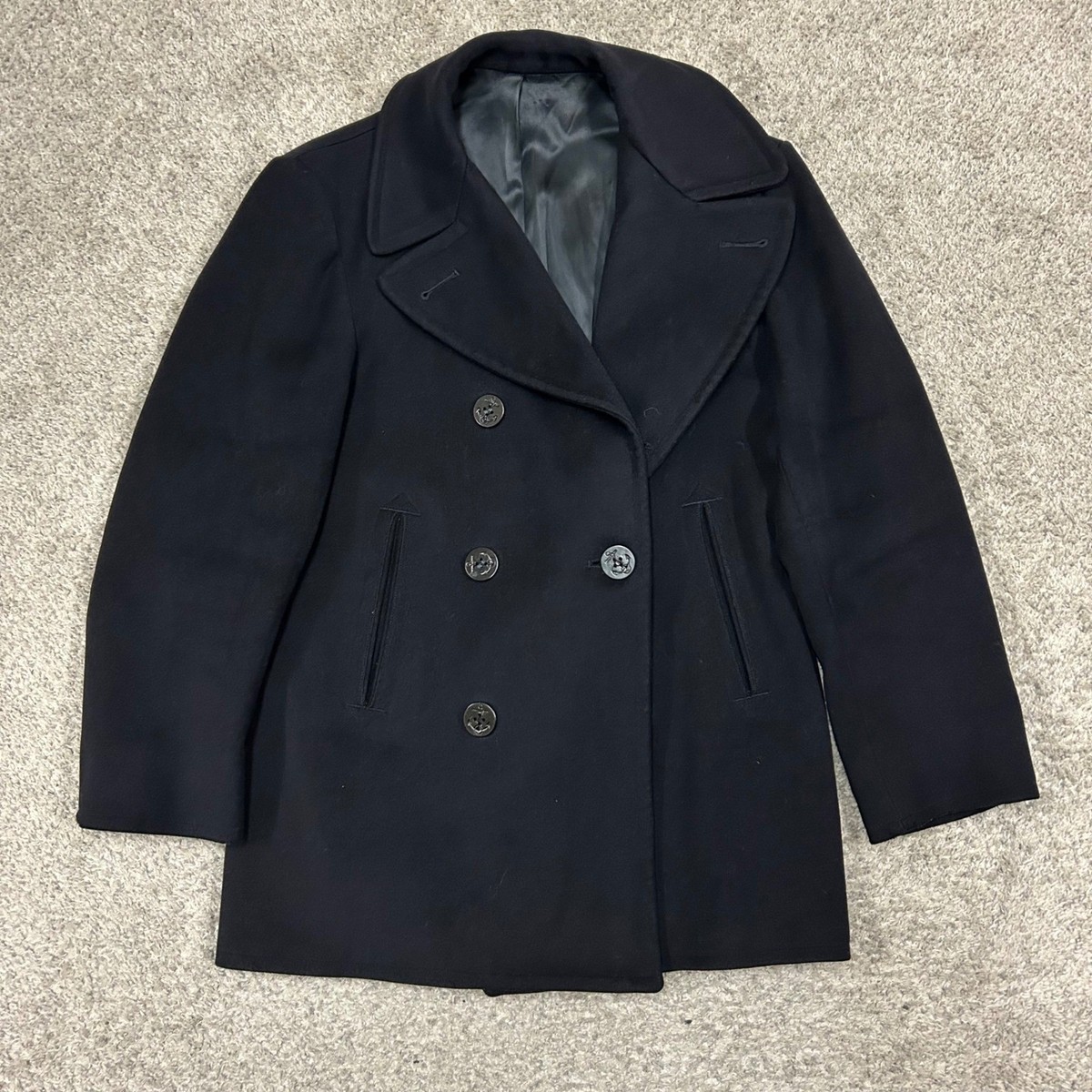 Dale Fashions Wool Peacoat Kersey US Navy 36R Black Double Dale Fashions Wool Peacoat Kersey US Navy 36R Black Double