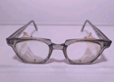 Vintage Willson Glass Safety Glasses 4 3/4 Mesh Shield Transparent Green Frames