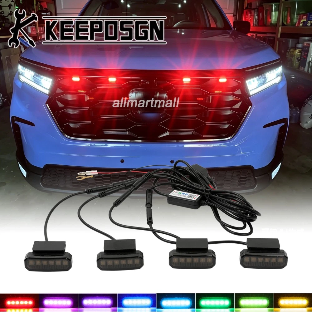 For Honda Pilot Front Grille LED Grill Lights RGB Multicolor DRL Raptor Style