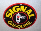 VINTAGE SIGNAL GASOLINE🛑STOP CAR TRAFFIC LIGHT 11 3/4" PORCELAIN METAL OIL SIGN