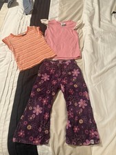 Lot of 3 Vintage Oshkosh Toddler Girls Floral Corduroy Pants shirts Size 2T