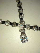 Vintage Navajo Native American Sterling Silver  Blue Turquoise Concho Belt
