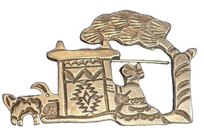 Vintage Sterling Silver Allison Manuelito Navajo Storyteller Weaver Brooch 13.7g