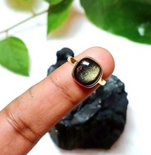 Stunning Gold Sheen Obsidian Ring 925 Sterling Silver Gold Plated Jewelry Gifts