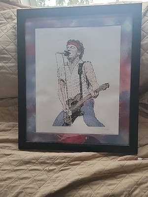 Bruce Springsteen Word Art Portrait Daniel Duffy Born to Run 20x16'' Signed 2017