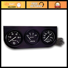Black Console Oil Volt Water Gauge 2.3125in - Autogage Style Black Dial Bezel Black Console Oil Volt Water Gauge 2.3125in - Autogage Style Black Dial Bezel