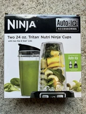 🇺🇸Ninja XSK2424 Auto-iQ Accessories 2 24oz Tritan Nutri Cups 2 Sip & Seal Lids