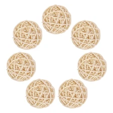 7Pcs Wicker Rattan Balls, 2 in Dia Rattan Decorative Balls, Natural