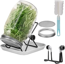 Lulonpon Sprouting Kit, One Pieces Seed Sprouting Jar Kit, Wide Mouth Quart Maso