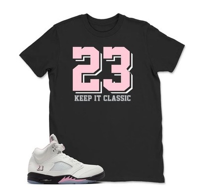 Number 23 Sneaker tee - jd 5 Medium Soft Pink 35th Anniversary BLACK/WHITE