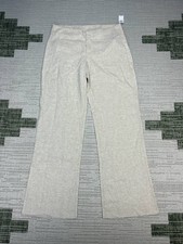 Gap Low Rise Flare Pants Womens 6 Beige Linen Mid Rise Flat Front Formal New 