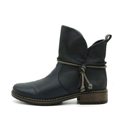 Rieker Damen Stiefel Schwarz Leder Optik Kurzschaft Reißverschluss EU 36