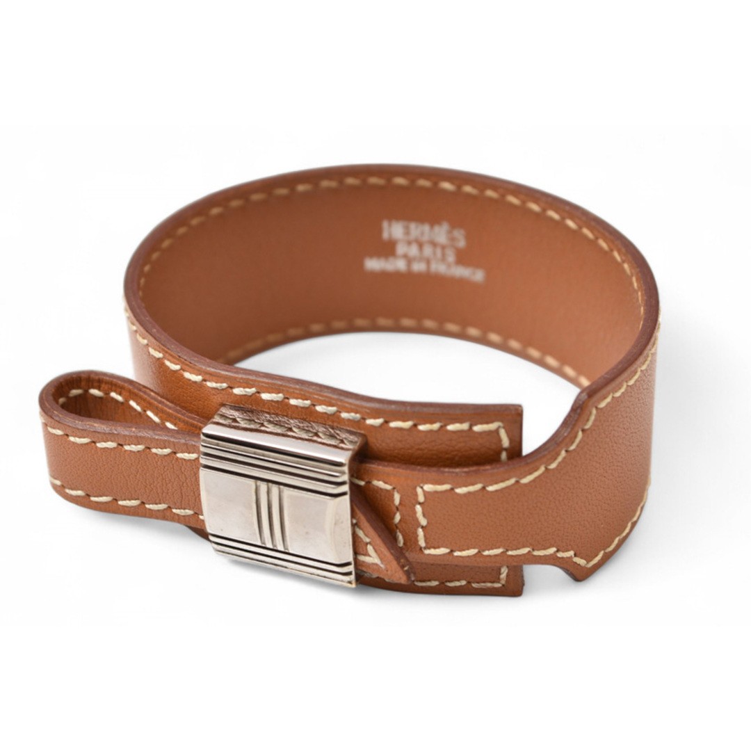 Hermes Api Leather Artemis Brown Bangle Gently Used Ships from Japan  -image