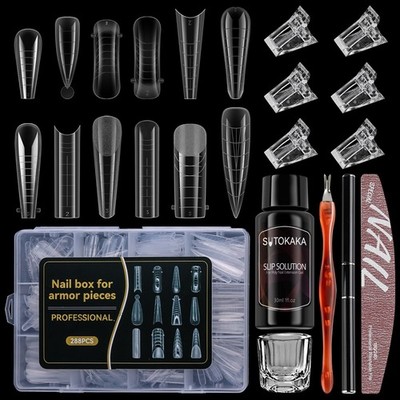 288Pcs Polygel Nail Form Kit 12 Style 12 Sizes Reusable Nail Extension Mold D...