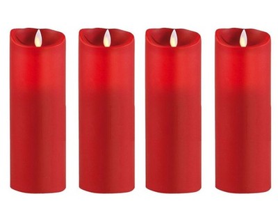 4er Set Sompex Flame LED Echtwachskerzen 23cm rot, fernbedienbar, Adventskranz