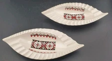 2 Vtg Ukrainian Style Pottery Trinket MCM Ashtray - Ethnic Design Ceramic 