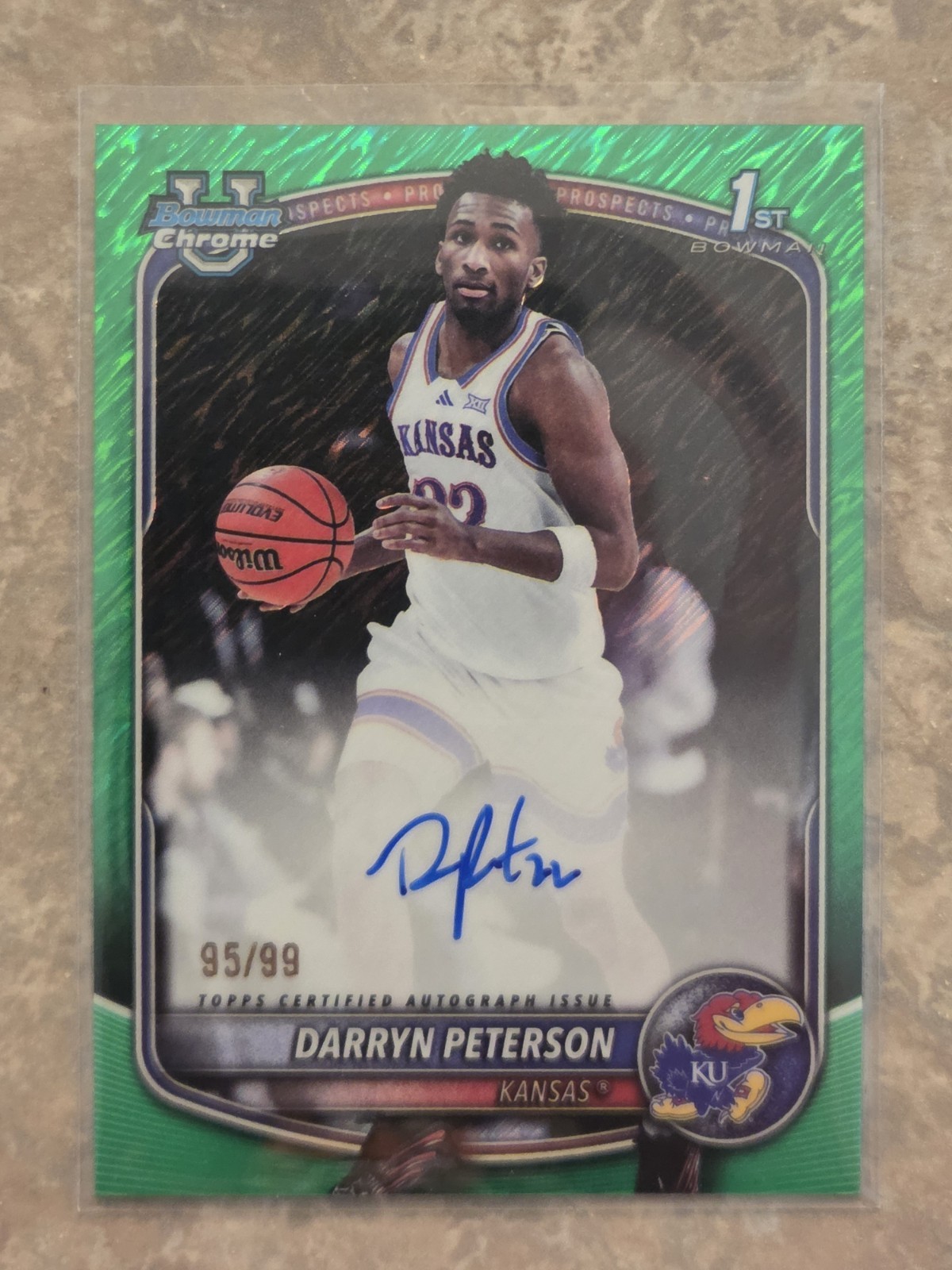 2025/26 Bowman Chrome Prospects Darryn Peterson Green Shimmer On Card Auto 95/99