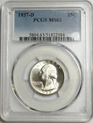 1937-D Washington Quarter 90% Silver - PCGS MS63 - Semi Key Date
