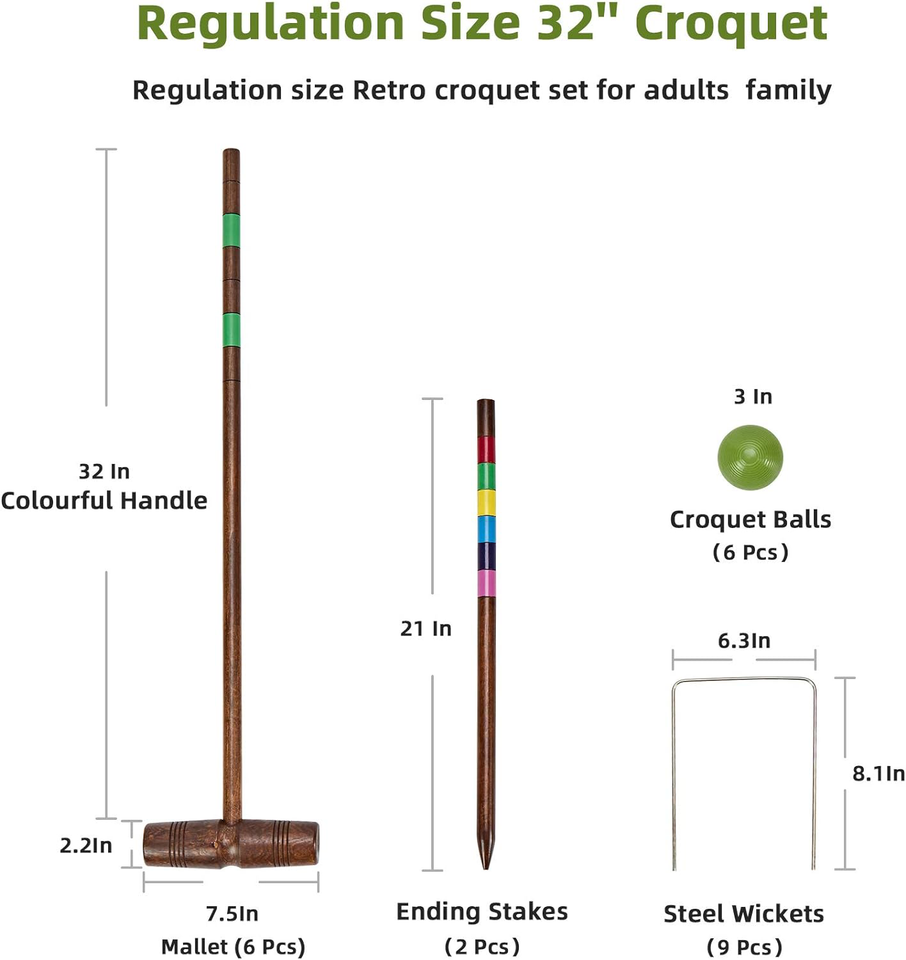 Pointyard 32’’ Six Player Croquet Set, Regulation [Classic Vintage] Croquet Set eBay