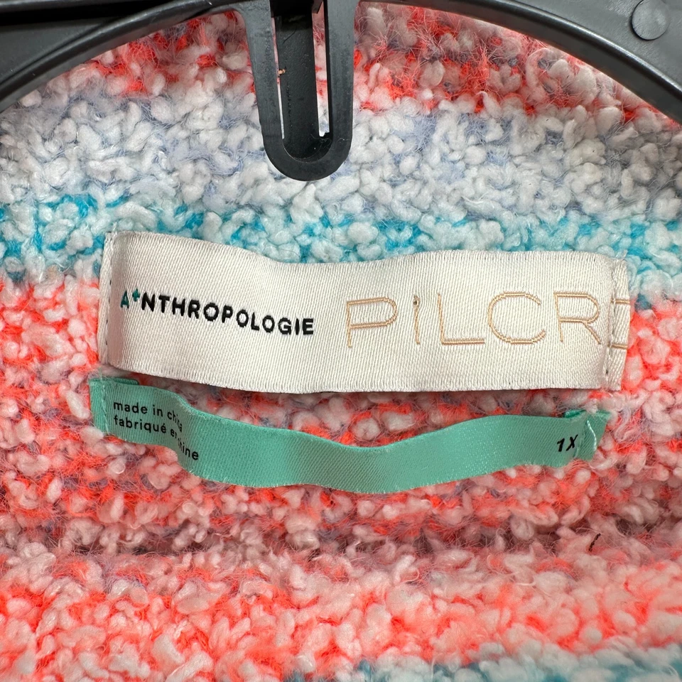 Pilcro Anthropologie Sweater Womens 1x White Purple Winter Fair Isle Icelandic - Image 4 of 4