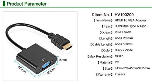Liyset FY94422 Adaptador HDMI a VGA Convertidor macho a hembra 1080P Tablet | eBay