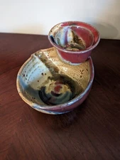Ayers Studio Art Pottery Chip Dip Soup & Crackers Server Signed Stoneware
