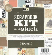 Travel Scrapbook Kit in Stack 8"x 8" DCWV Stickers Vellum Papers  New Value Pak
