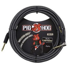 Pig Hog "Amplifier Grill" Black/Silver Vintage Woven 20-ft Instrument Cable,