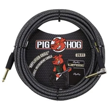 Pig Hog "Amplifier Grill" (Black/Silver) Vintage Woven 20-ft Instrument Cable,