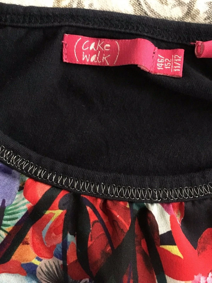 Vestido abstracto floral azul marino Cakewalk Cake Walk talla 146 152 11 12 para niñas Foto 4 de 4