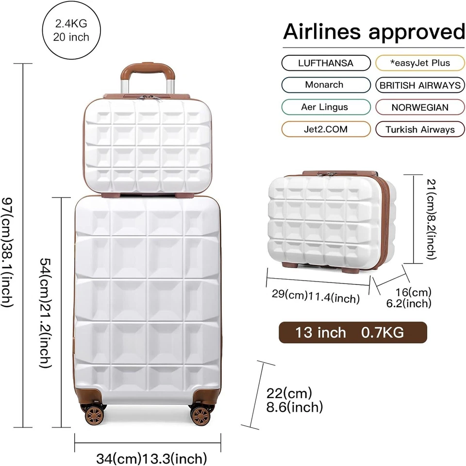 Gepäck-Sets Kofferset 2 Teilig Handgepäck Koffer Beautycase 54cm+ Kosmetikkoffer - Bild 2 von 3