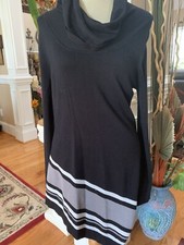 preowned assymetrical black crew neck sweater M