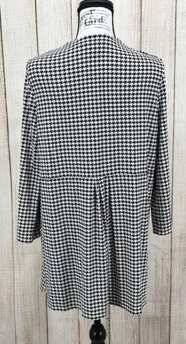 J.Jill Wearever Collection Houndstooth Cardigan Sz Medium Black White Open Front - Picture 2 of 9