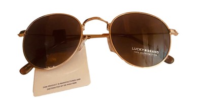 Lucky  Brand Mens Gold Metal Round, Solid Light, Smoke Lens, Nelson
