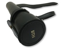 Personalised Initials Saddle Hip Flask Leather Cased Stainless Steel Baton Gift