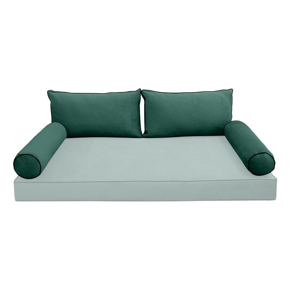 Almohada acolchada de terciopelo completo estilo V2 tubo de contraste interior para cama de día |SOLO CUBIERTA|AD317